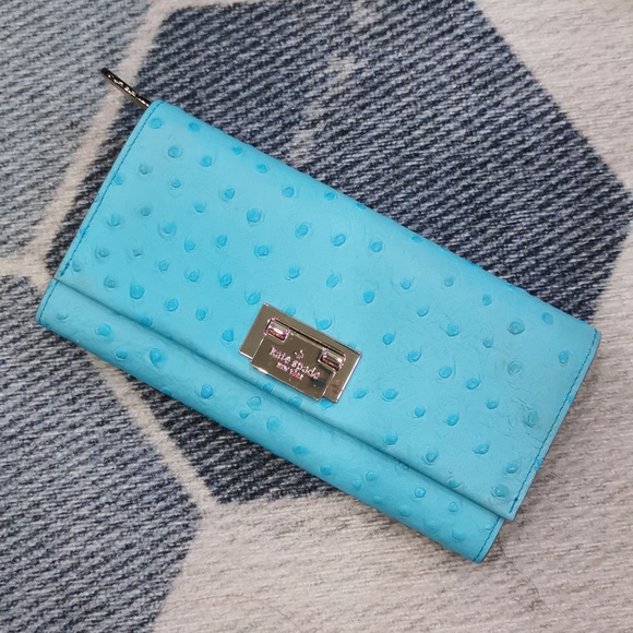 New Kate Spade Wellesly Ostrich Cyndy Long Wallet - Picture 1 of 11